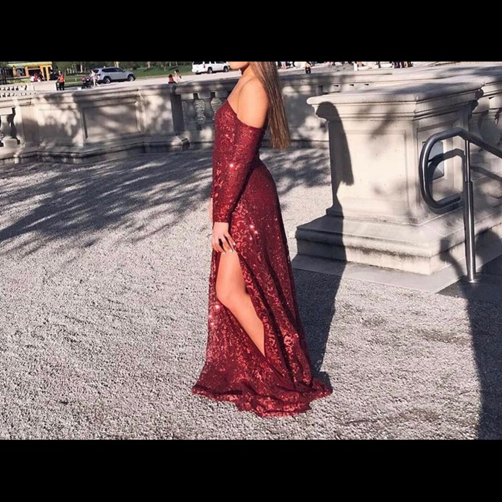 wine red prom dress